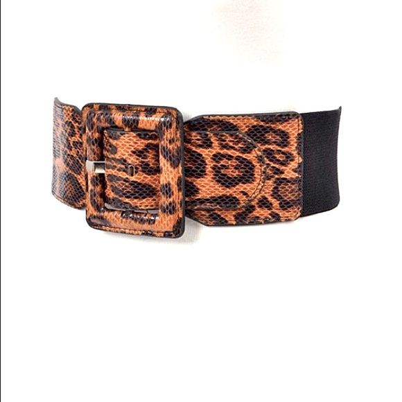 Leopard Animal Print Stretch Waist Statement Belt - Picture 2 of 4